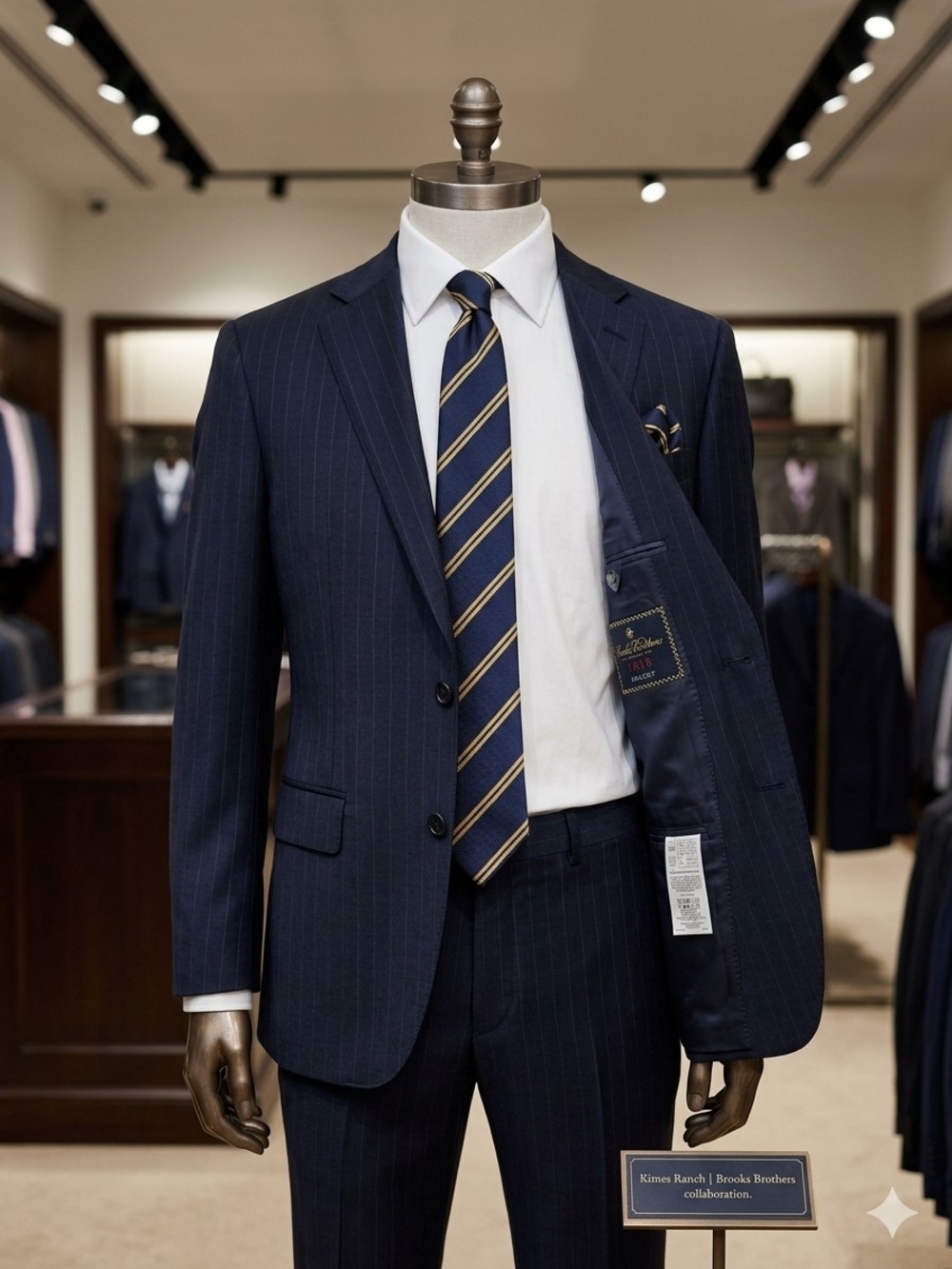 Brooks Brothers 1818 Regent Blue Pinstripe Wool Suit 44/38